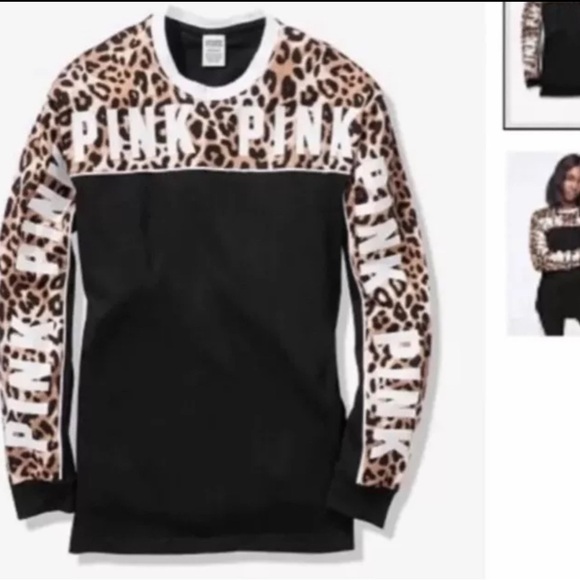 PINK Victoria's Secret Leopard Print Top and bling leggings outfit set S - Picture 6 of 10